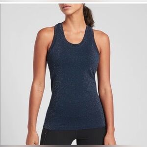 Athleta Momentum Shine Tank Top Blue Glacier Shimmer Small